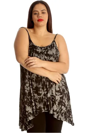Plus Size Tie Dye Print Strappy Dress Vest Top