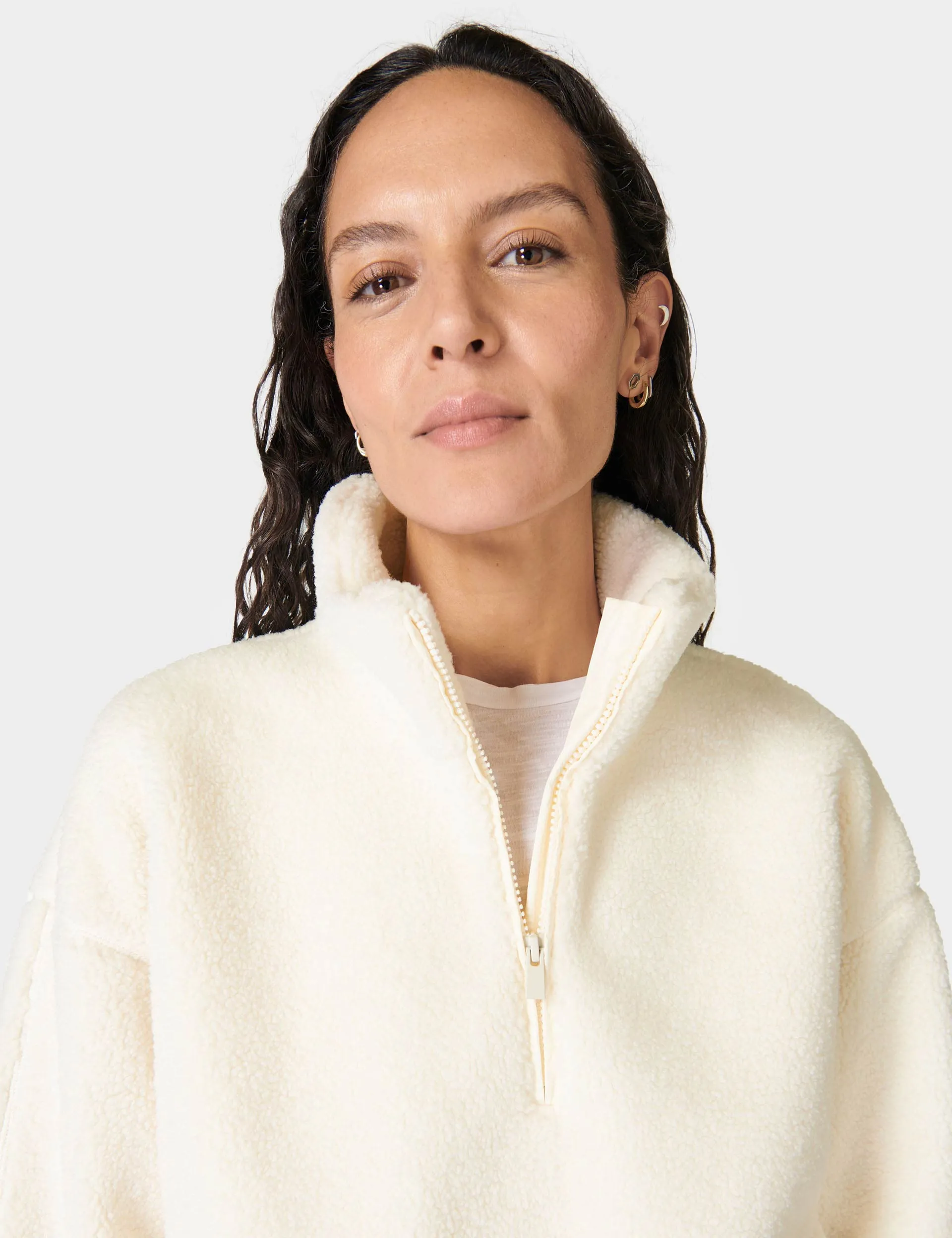 Plush Textured Half Zip - Studio White
