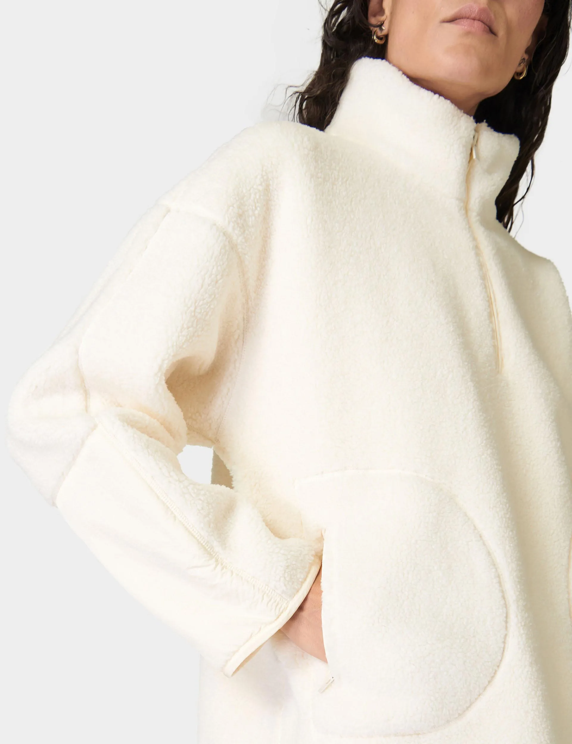 Plush Textured Half Zip - Studio White