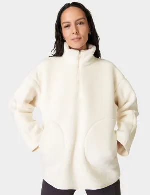 Plush Textured Half Zip - Studio White