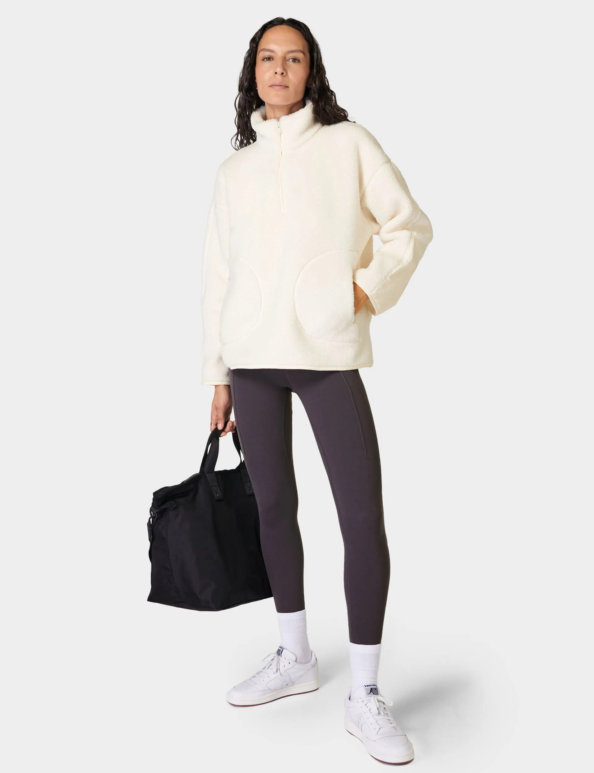 Plush Textured Half Zip - Studio White