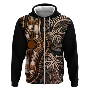 Polynesia Mixed African Dashiki Zip Hoodie Afro-pacific Culture - Gold LT9