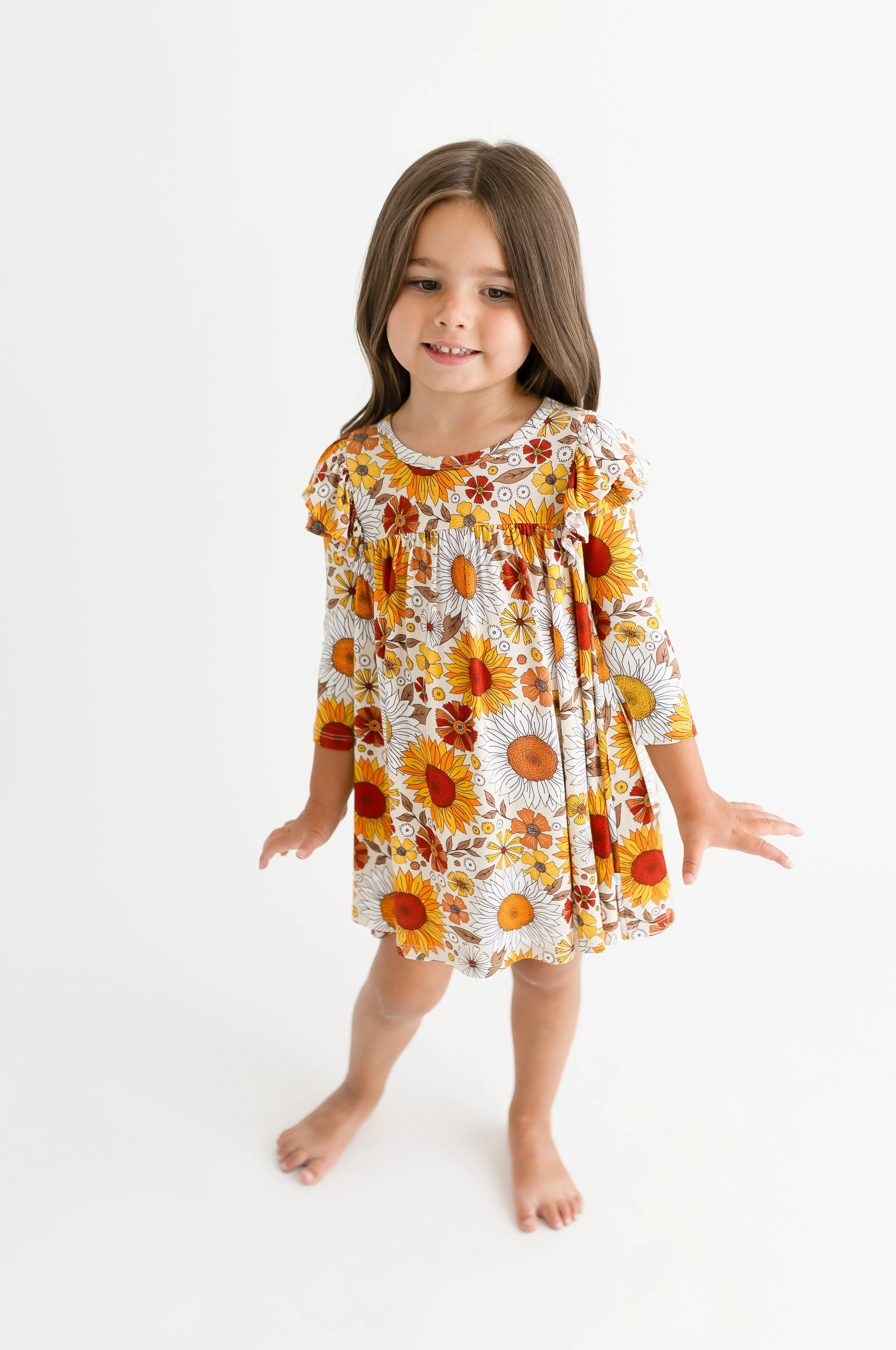 Posh Peanut Goldie 3/4 Sleeve Flutter Dress
