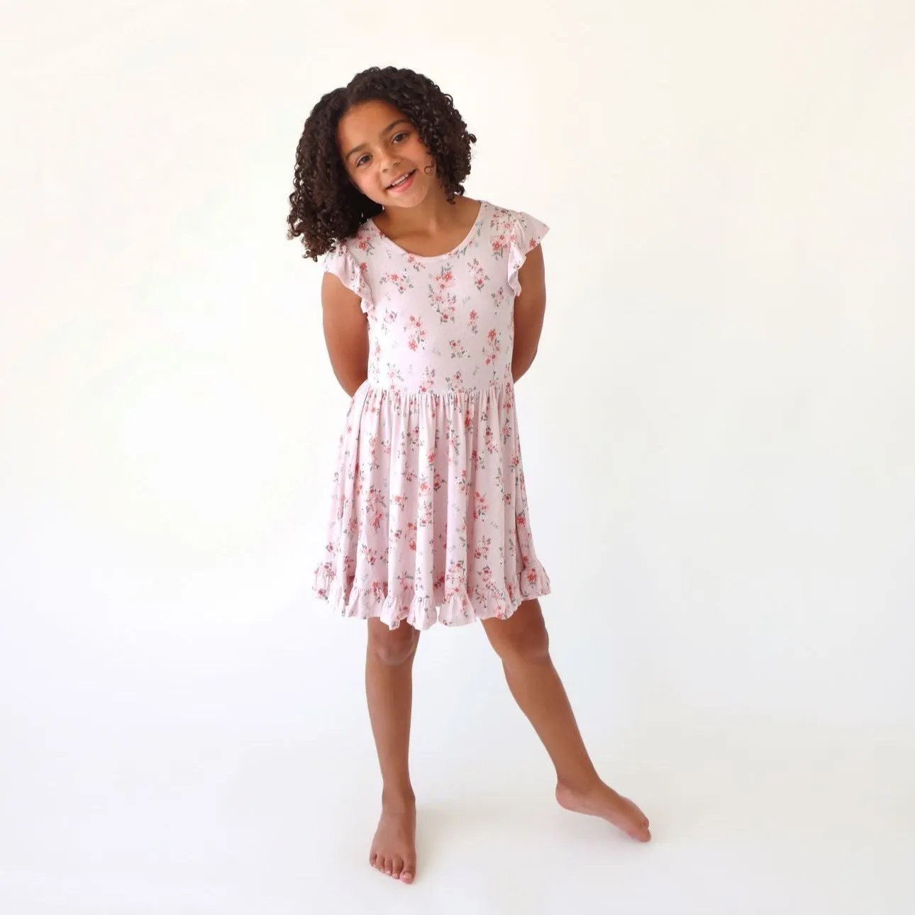 Posh Peanut London Cap Sleeve Ruffled Twirl Dress