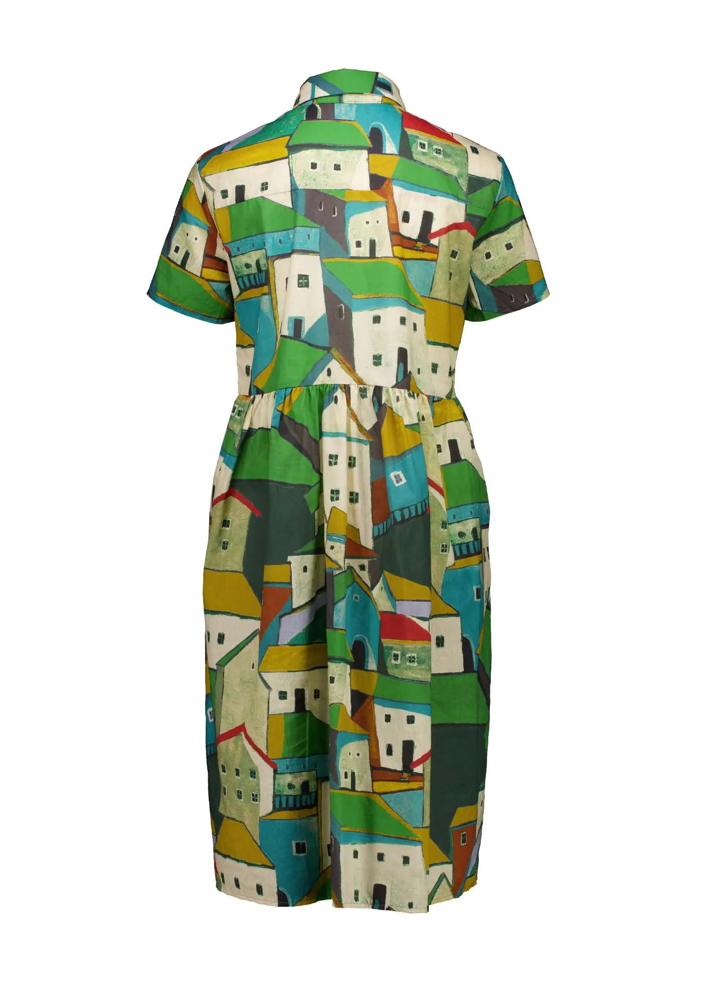 Pueblito Villa Dress Long Green in Cotton