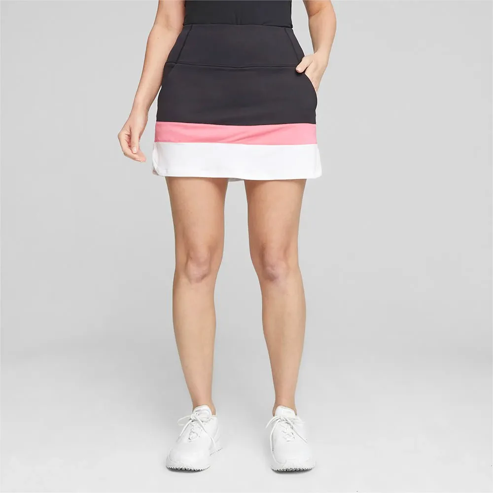 Puma PWRMESH Colorblock Golf Skirt - Puma Black/Strawberry Burst