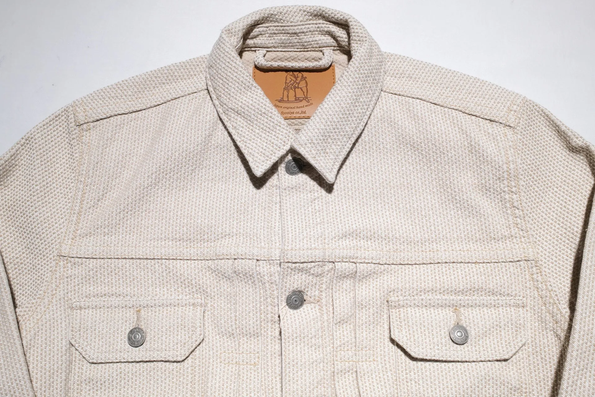 Pure Blue Japan 12.5oz "Double-Warps" Sashiko Type 2 Jacket (Ivory X Beige)