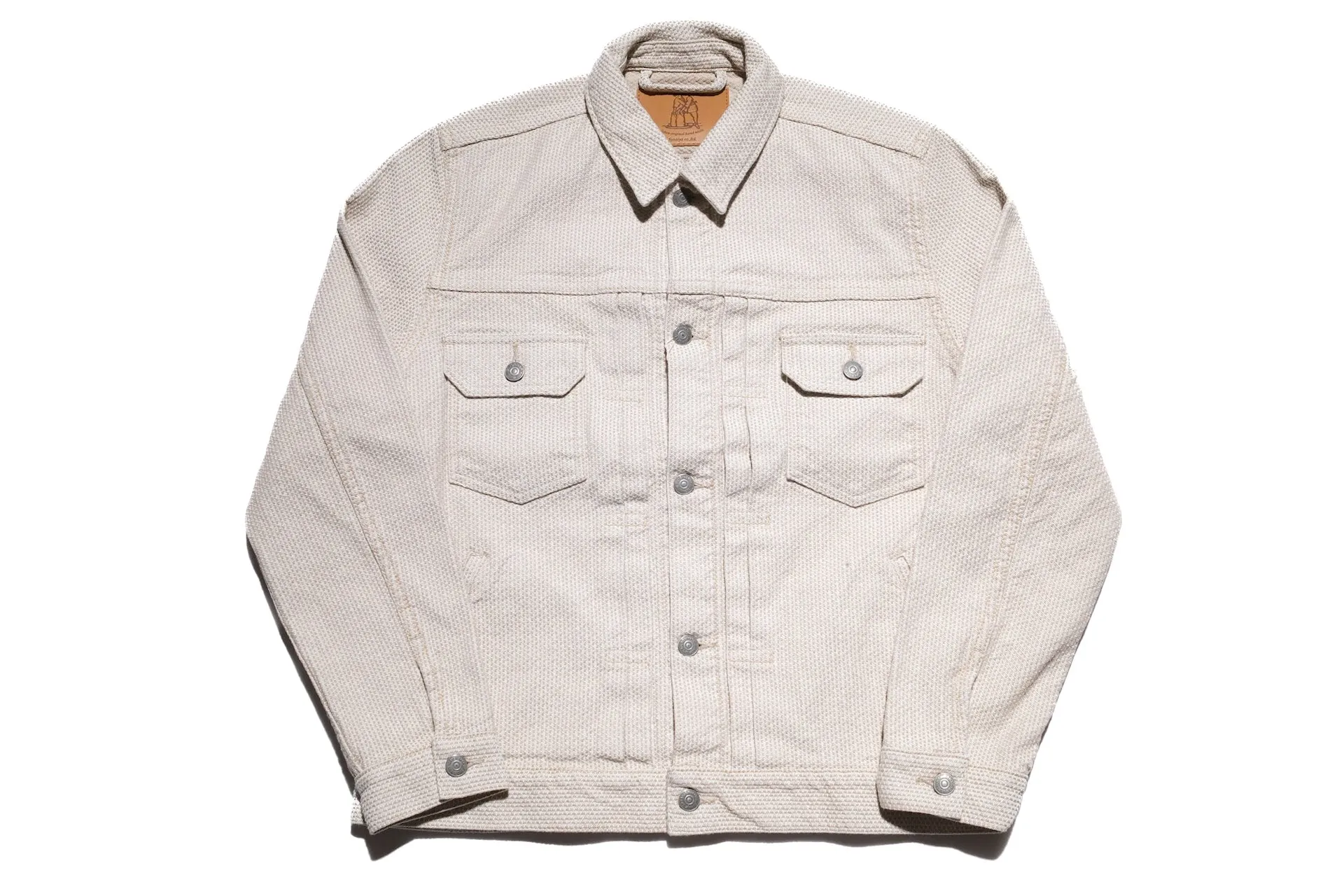 Pure Blue Japan 12.5oz "Double-Warps" Sashiko Type 2 Jacket (Ivory X Beige)