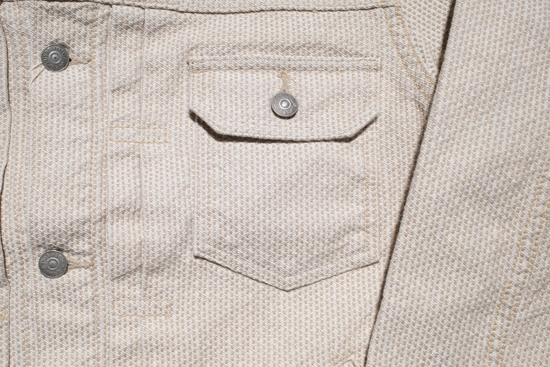 Pure Blue Japan 12.5oz "Double-Warps" Sashiko Type 2 Jacket (Ivory X Beige)