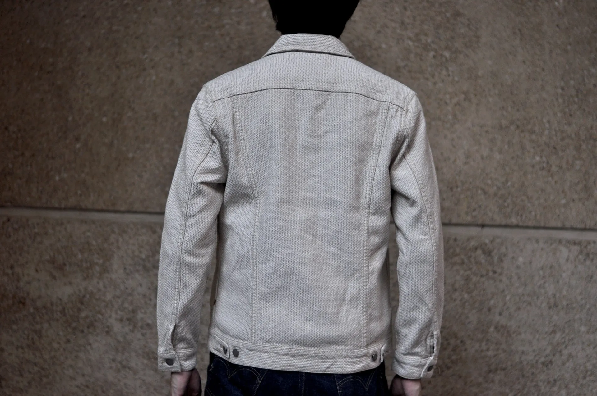 Pure Blue Japan 12.5oz "Double-Warps" Sashiko Type 2 Jacket (Ivory X Beige)