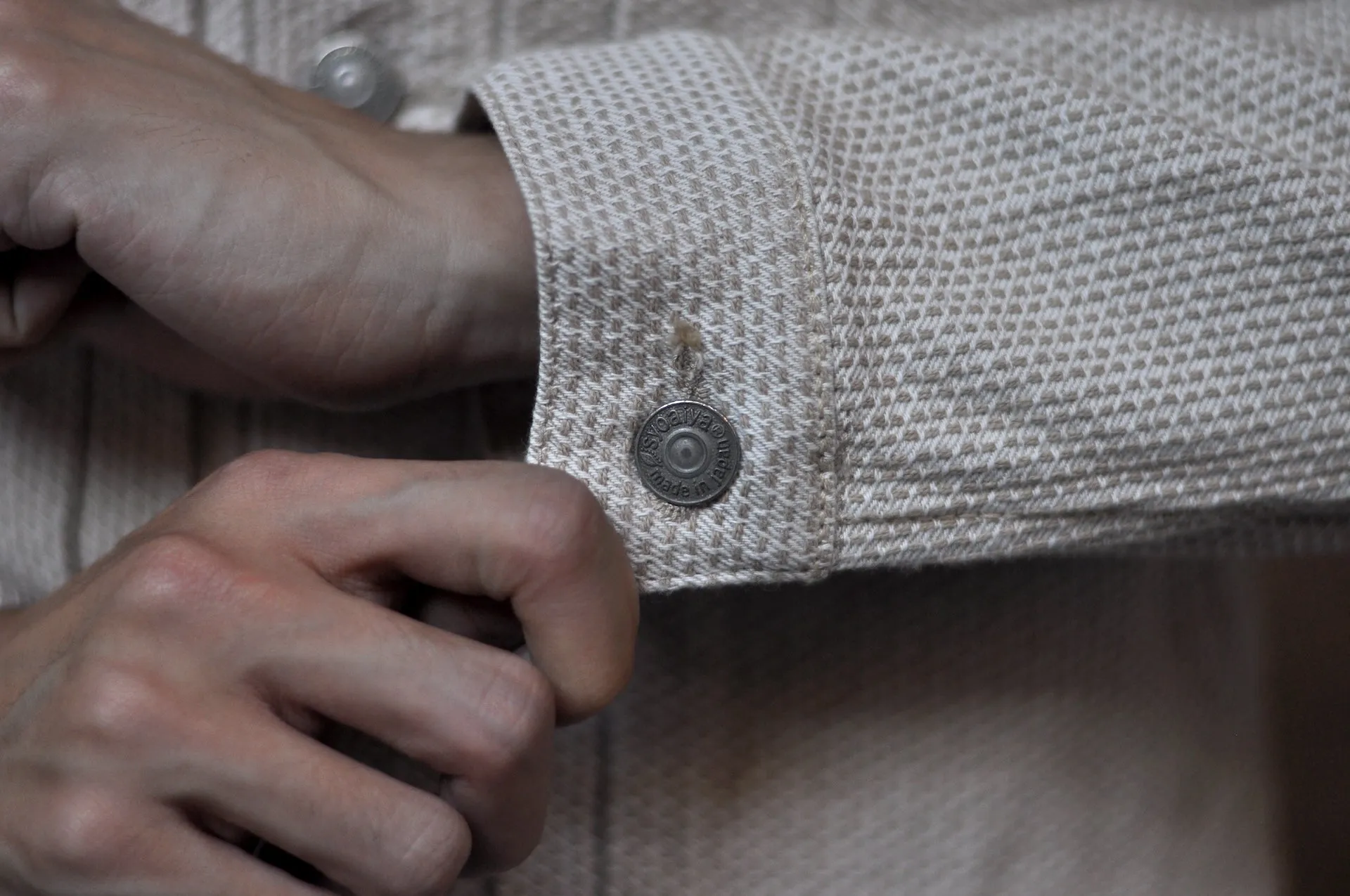 Pure Blue Japan 12.5oz "Double-Warps" Sashiko Type 2 Jacket (Ivory X Beige)