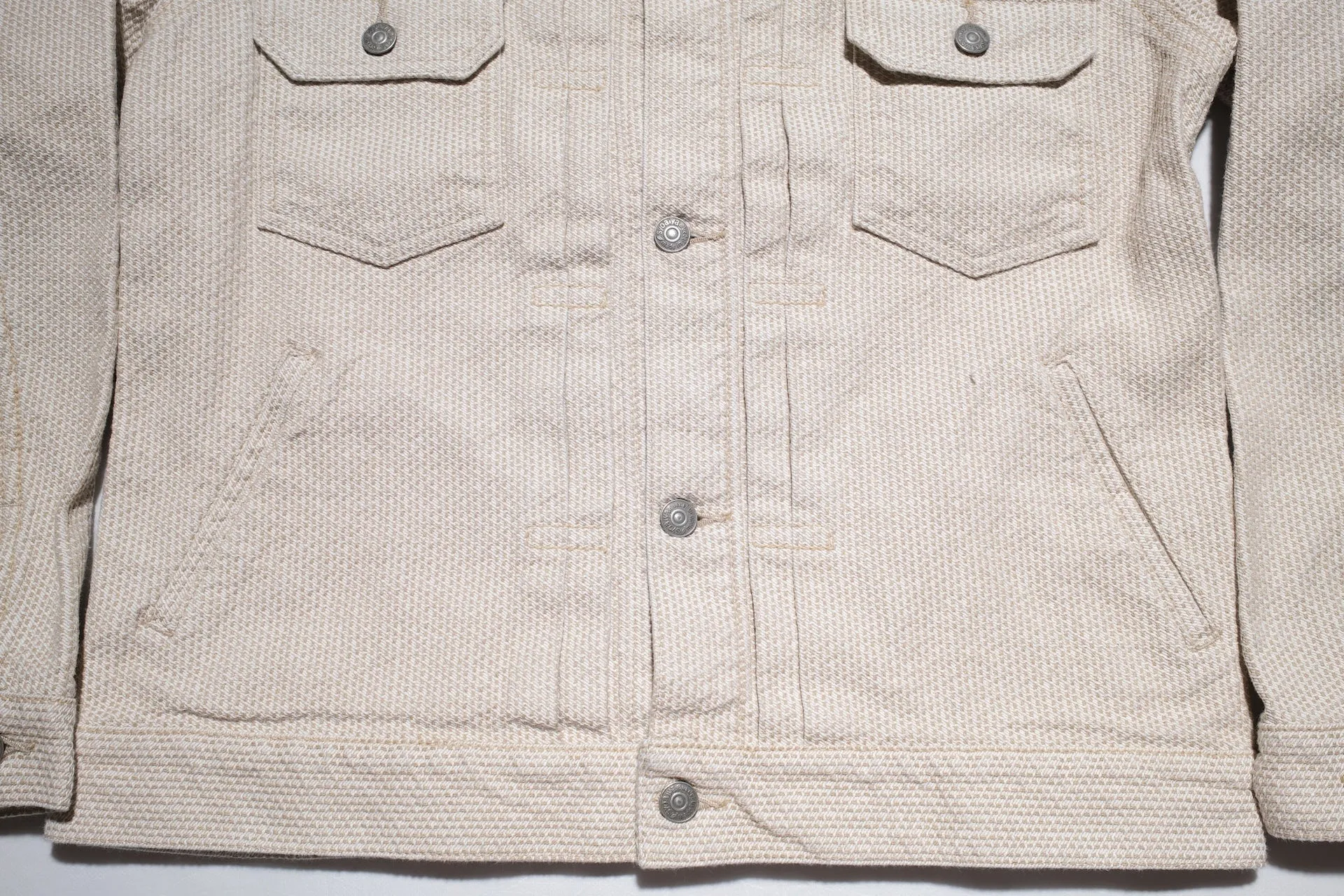 Pure Blue Japan 12.5oz "Double-Warps" Sashiko Type 2 Jacket (Ivory X Beige)