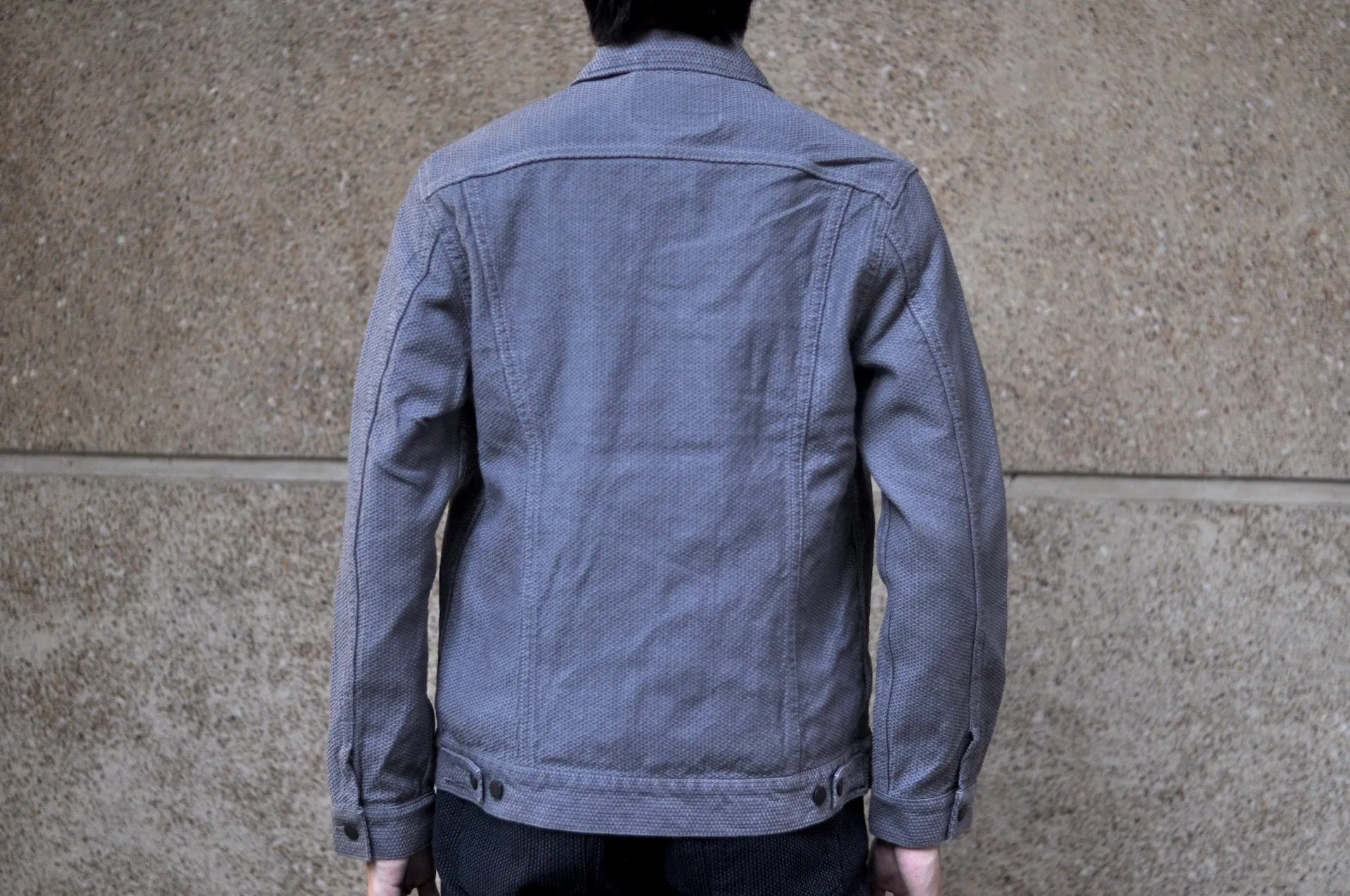 Pure Blue Japan 12.5oz "Double-Warps" Sashiko Type 3 Jacket (Heather Grey X Black)