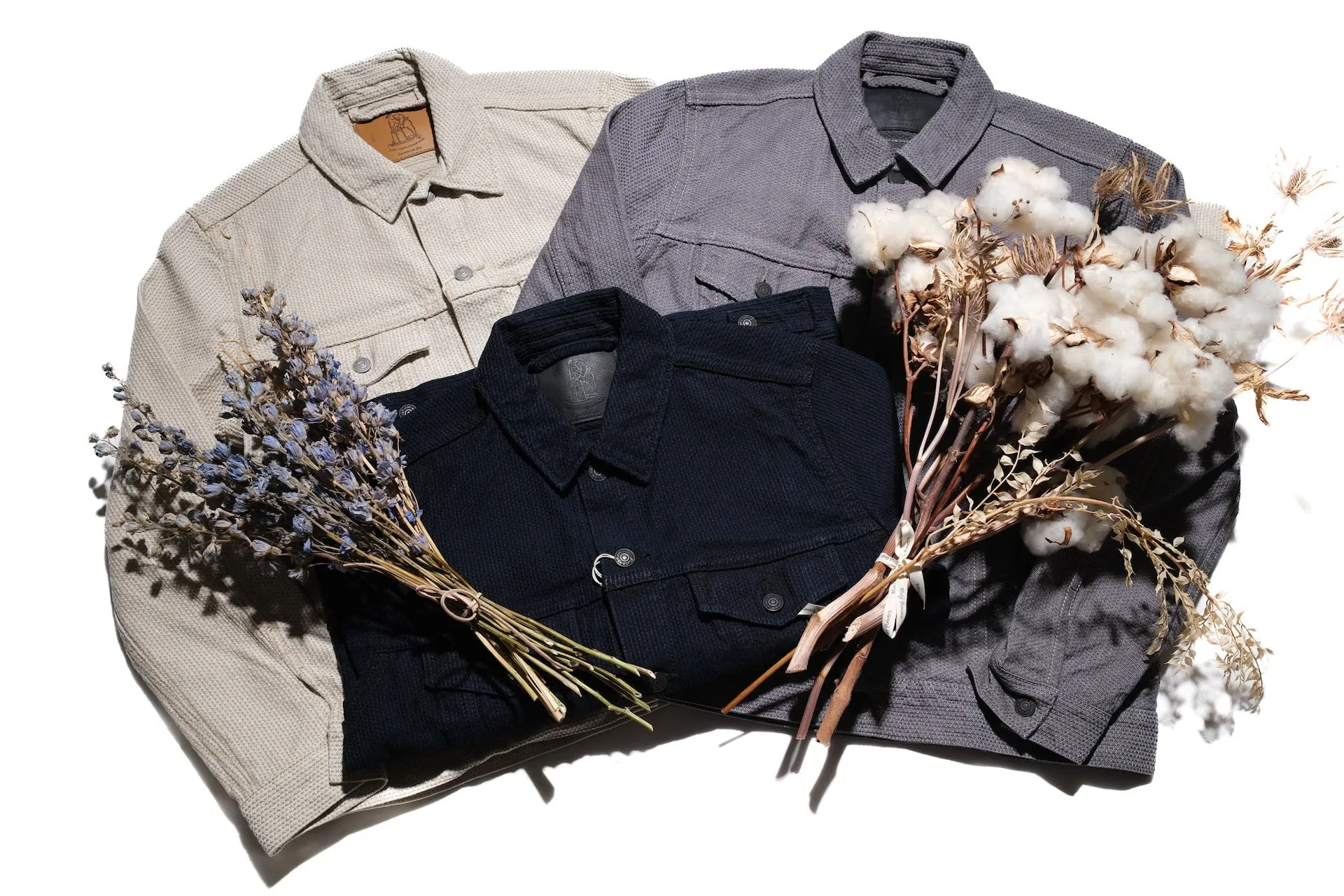 Pure Blue Japan 12.5oz "Double-Warps" Sashiko Type 3 Jacket (Heather Grey X Black)