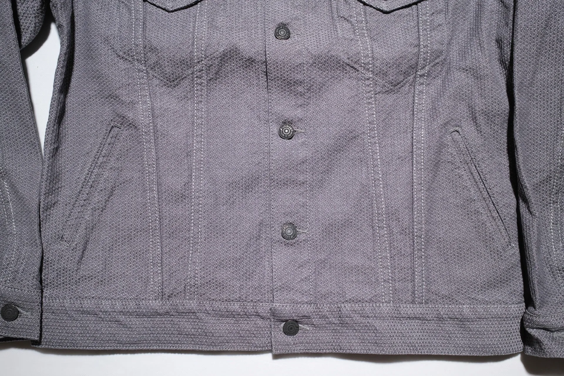 Pure Blue Japan 12.5oz "Double-Warps" Sashiko Type 3 Jacket (Heather Grey X Black)