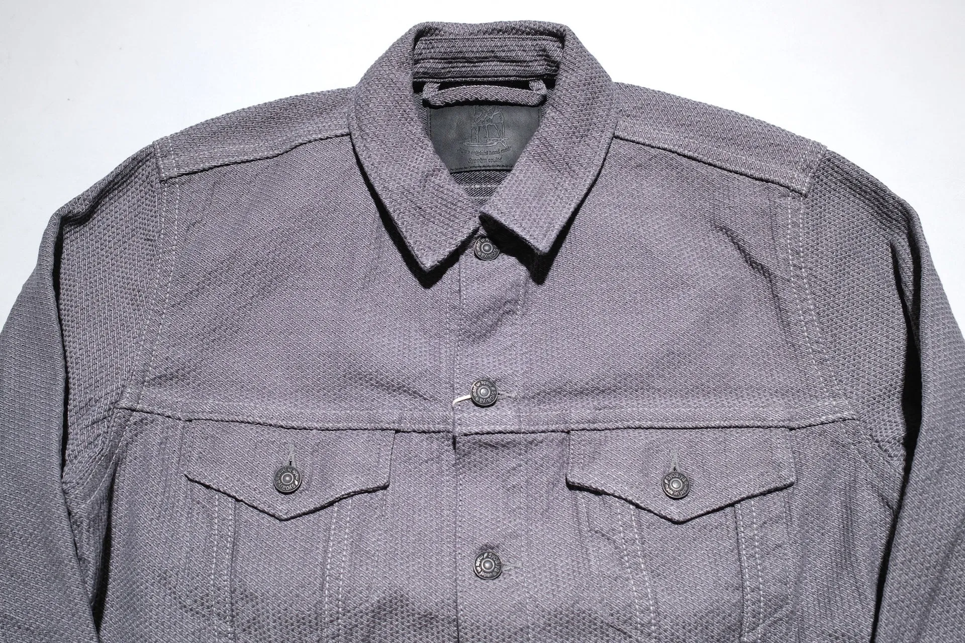 Pure Blue Japan 12.5oz "Double-Warps" Sashiko Type 3 Jacket (Heather Grey X Black)