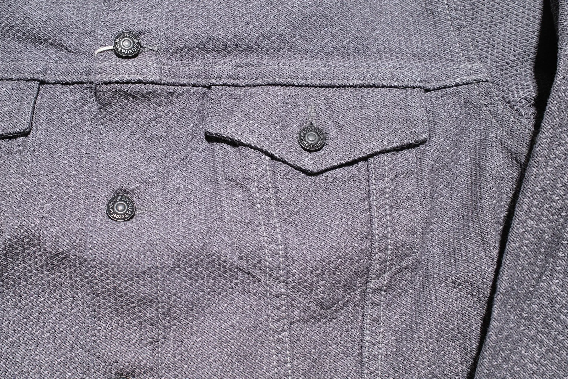 Pure Blue Japan 12.5oz "Double-Warps" Sashiko Type 3 Jacket (Heather Grey X Black)
