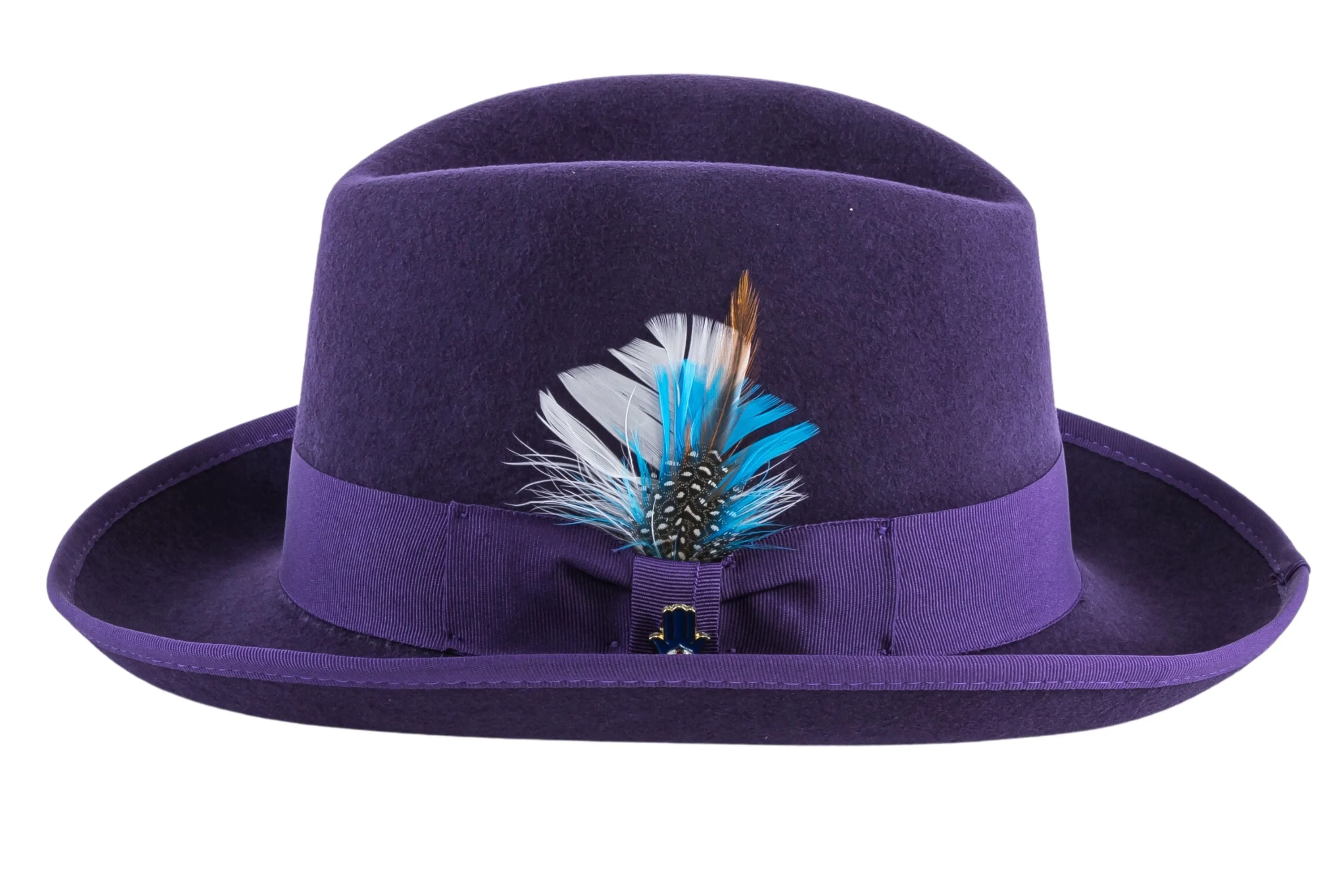 Purple 100 % Wool Australian Fur Felt Godfather Hat