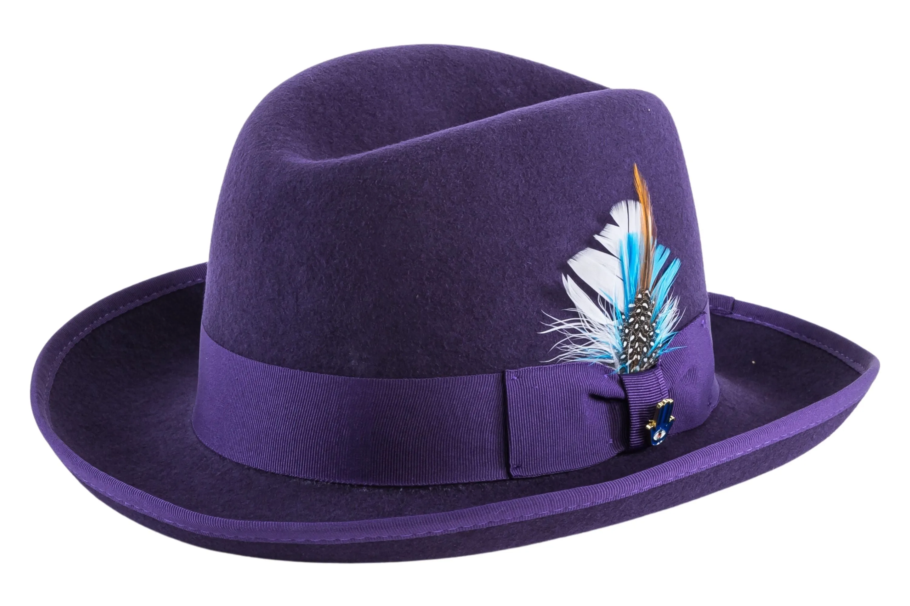 Purple 100 % Wool Australian Fur Felt Godfather Hat