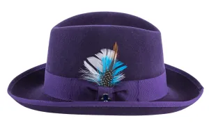 Purple 100 % Wool Australian Fur Felt Godfather Hat