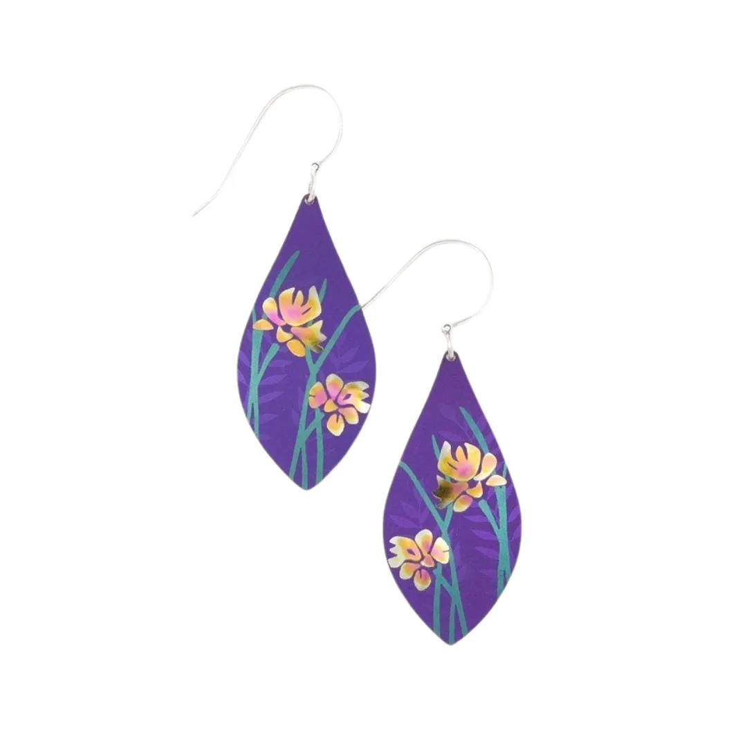 Purple Iris Flower Earrings