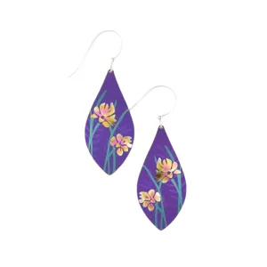 Purple Iris Flower Earrings