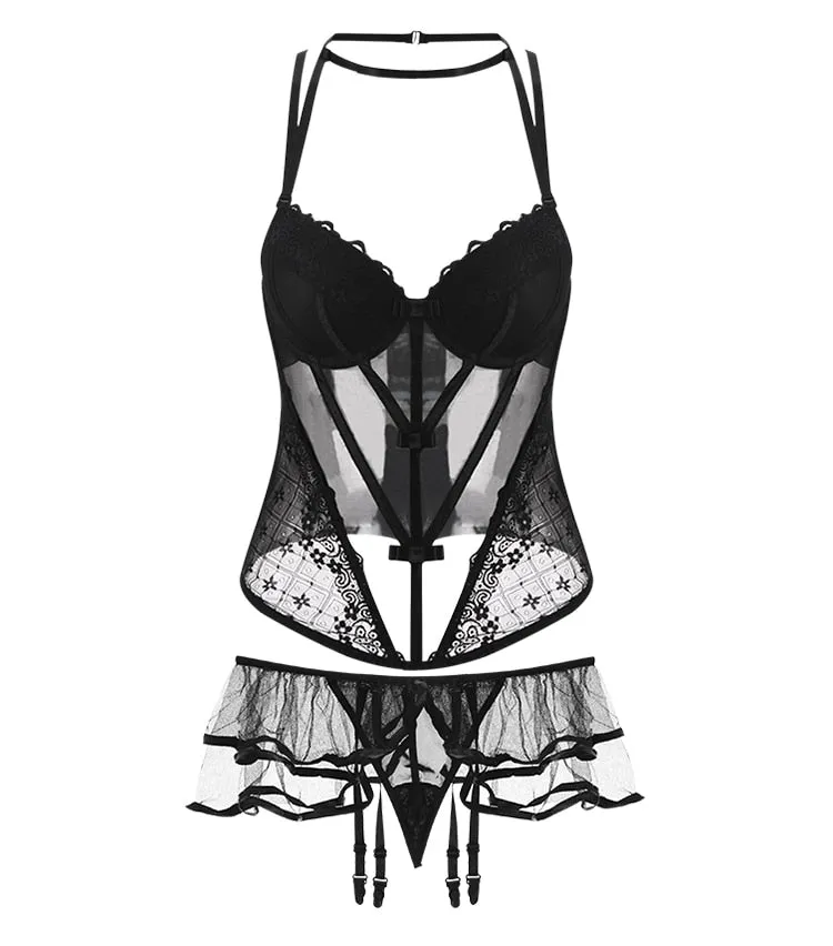 Push Up Bra Underwear Lace Temptation Bustier with Cup