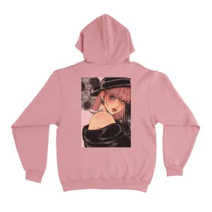 "Black and Pink" Fleece Hoodie Light Pink