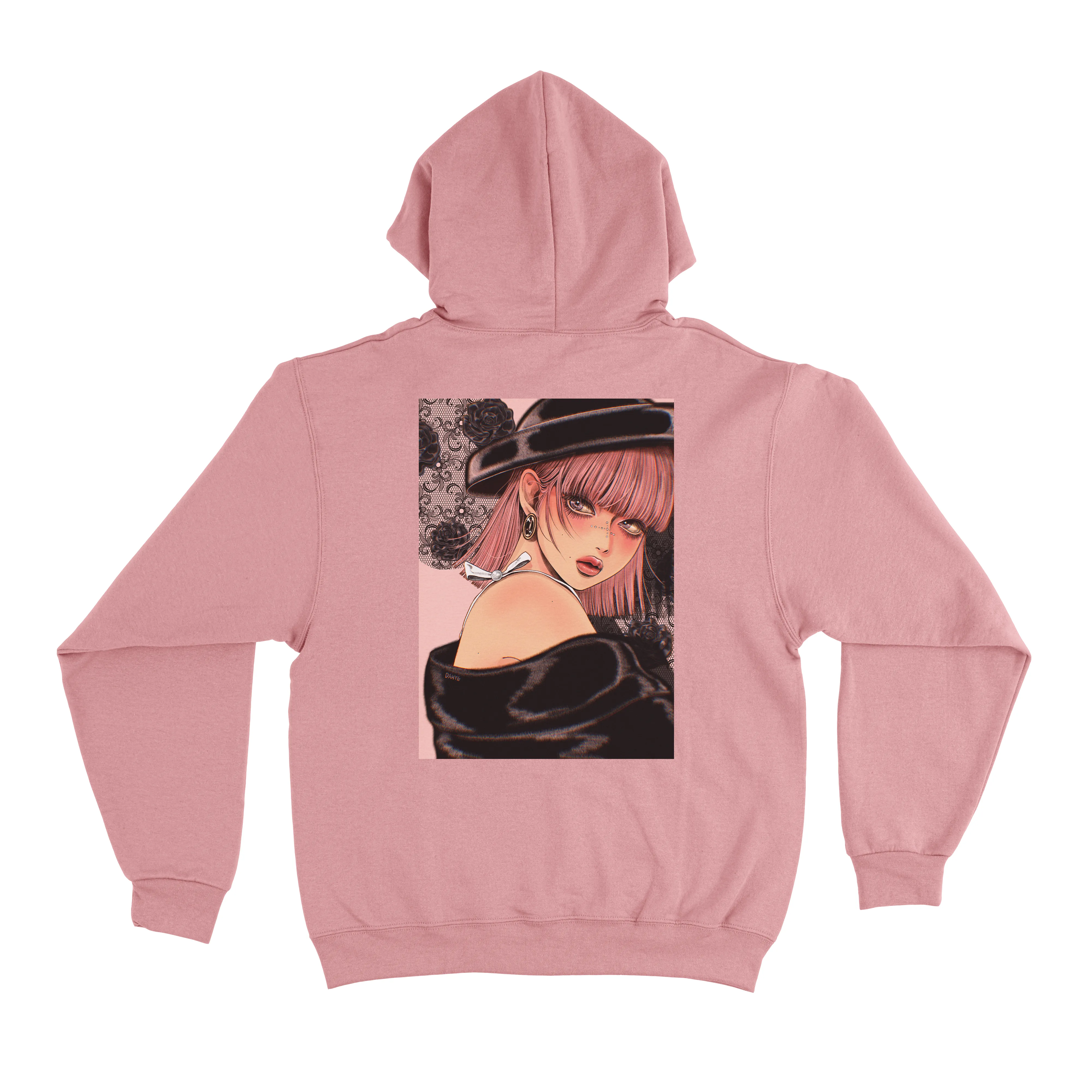 "Black and Pink" Fleece Hoodie Light Pink