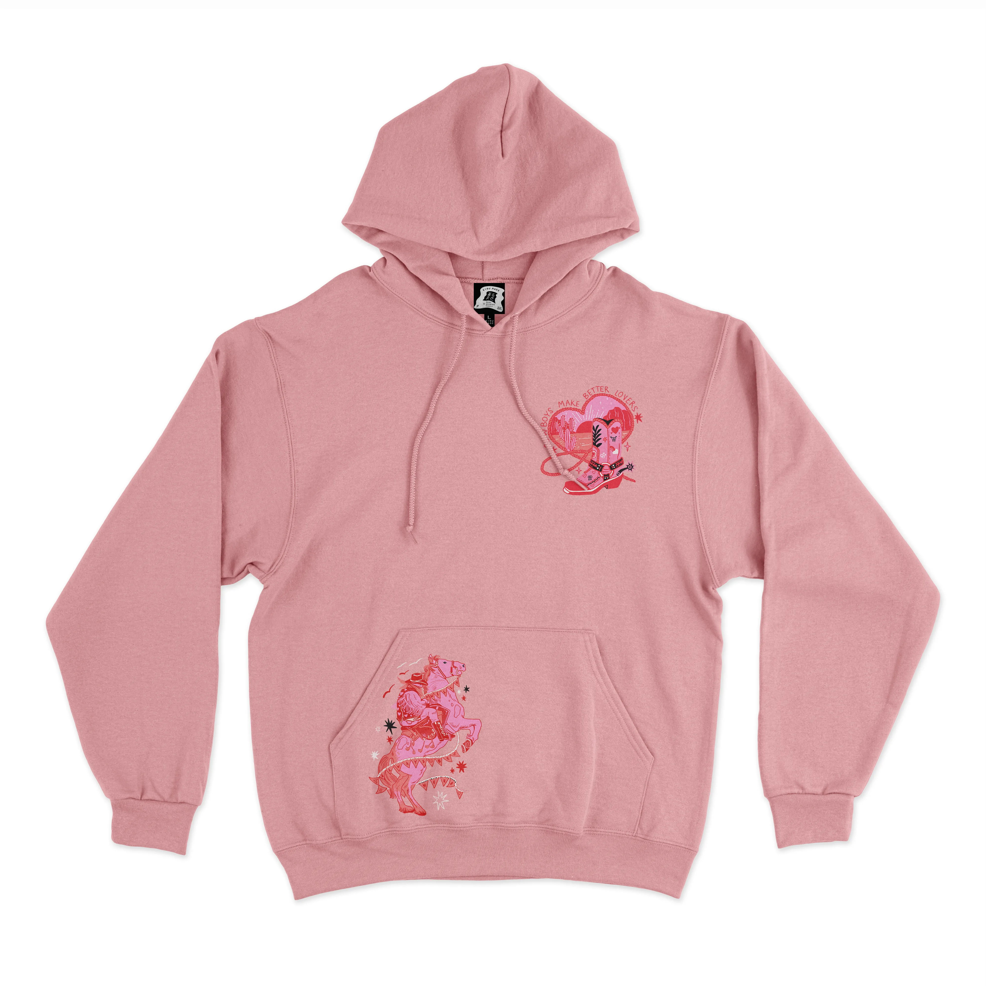 "Cowboys make better lovers" Basic Hoodie Black/ Light Pink