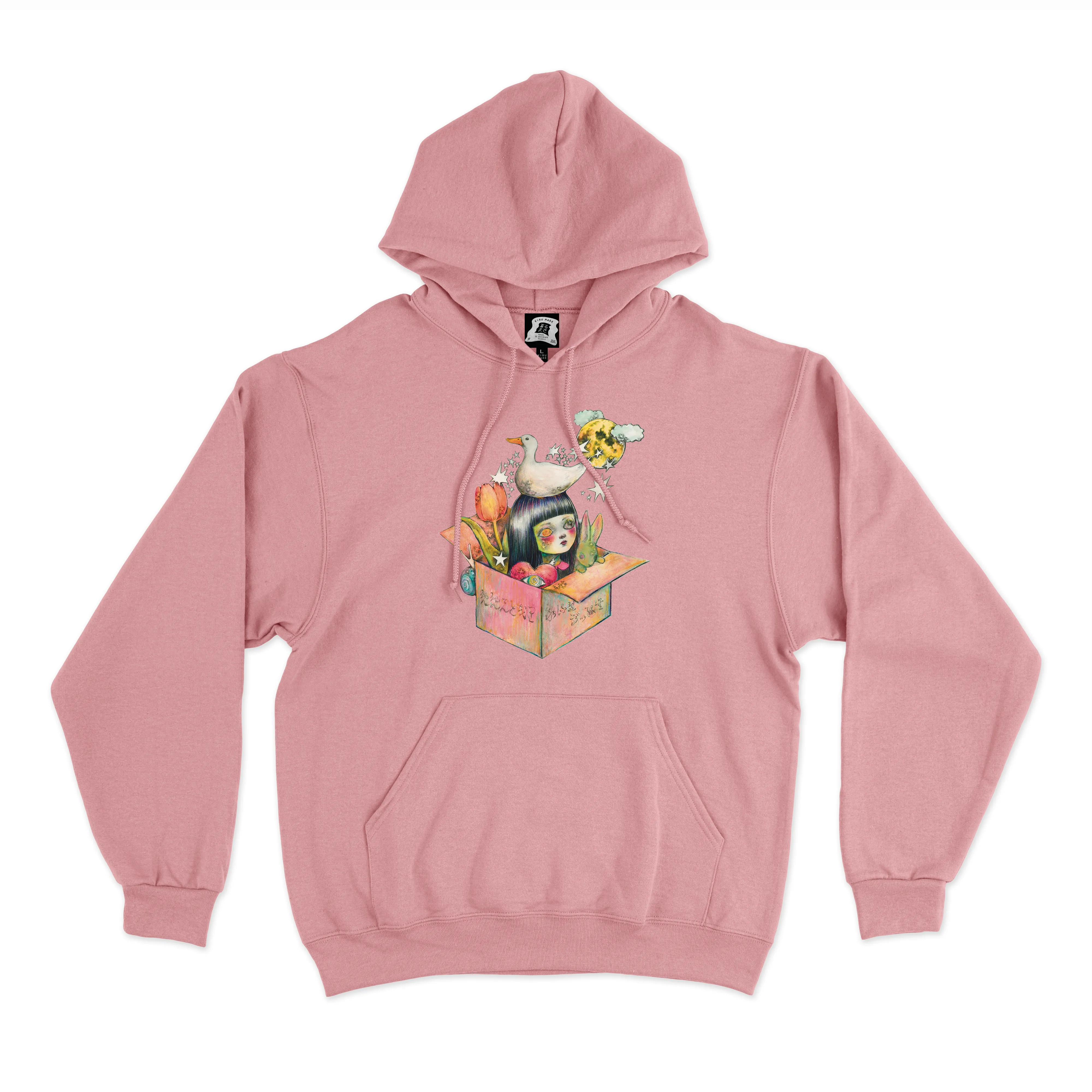 "みんないるよ" Fleece Hoodie Light Pink/ Beige/Khaki/Cobalt Blue