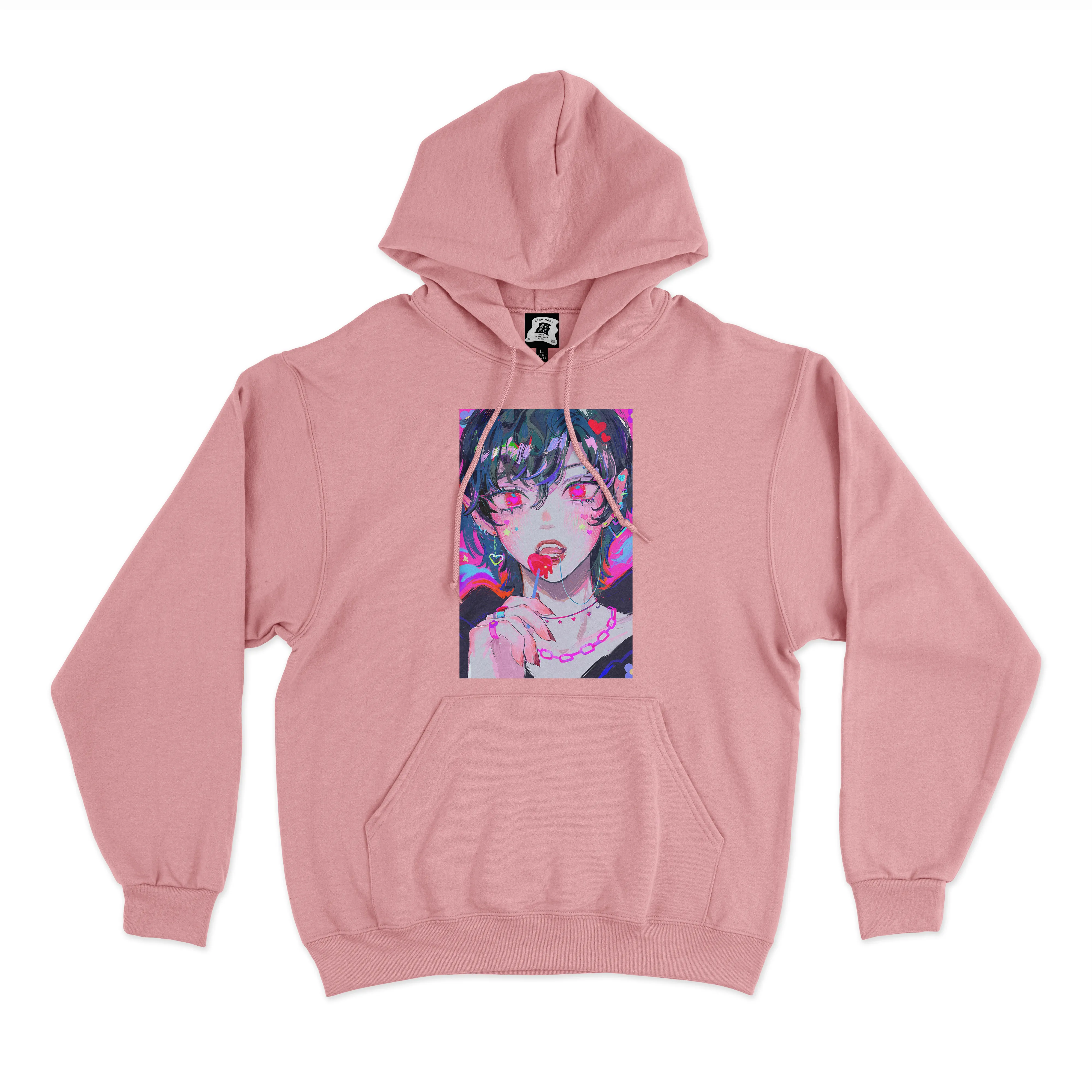 "Sweet Tooth" Fleece Hoodie Light Pink