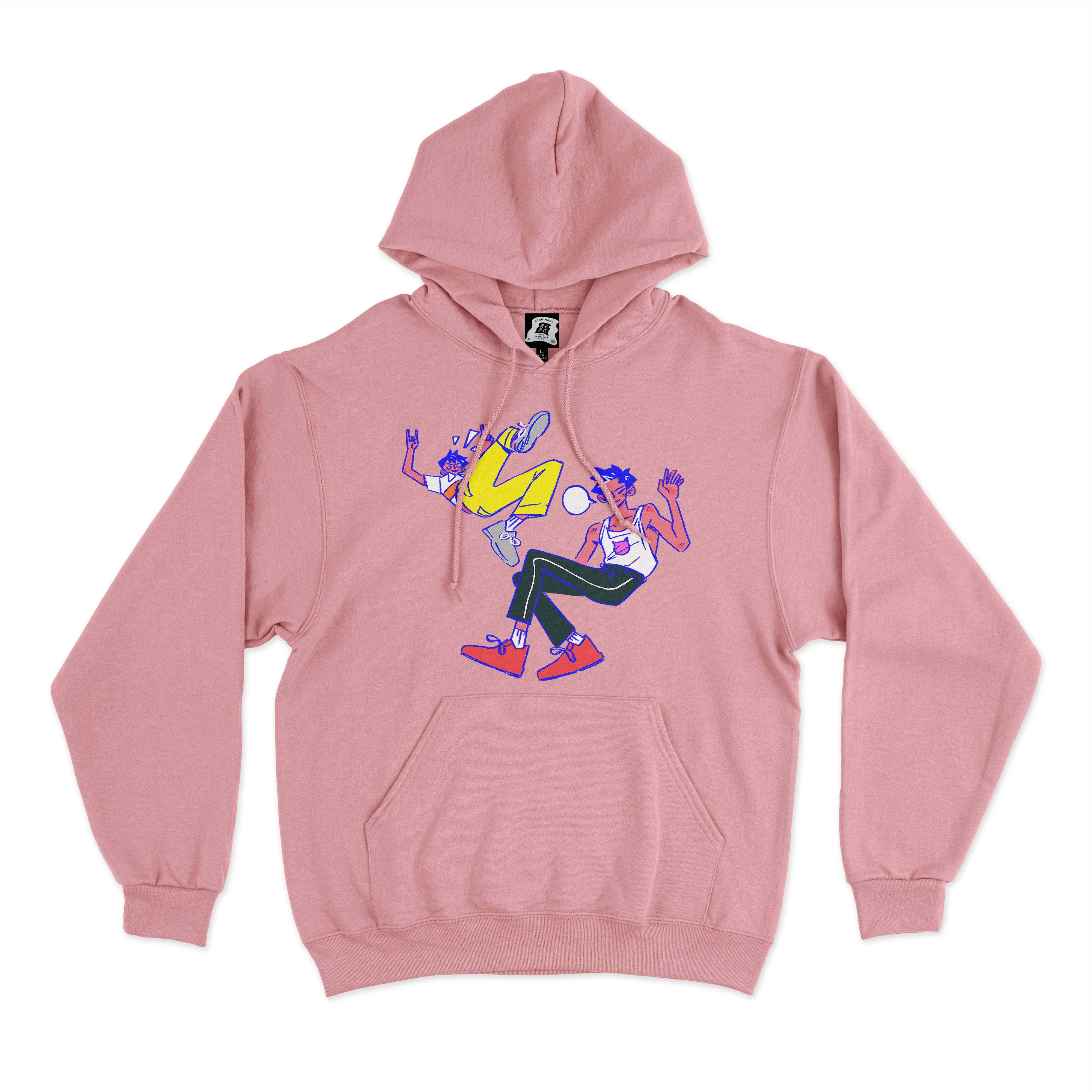 "Two Punks" Fleece Hoodie Light Pink