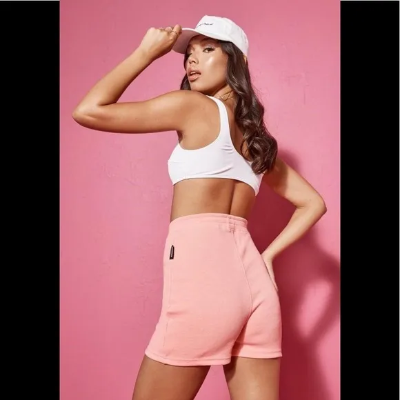 Rare PLAYBOY Pink Ribbed W/ A Bunny 🐰 Logo Booty Shorts Biker Shorts Sz4 NWT