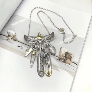 Real Solid 925 Sterling Silver Necklace Pendant Feather Tassel Animals Eagle Punk Hip Hop Jewelry 22"-30"