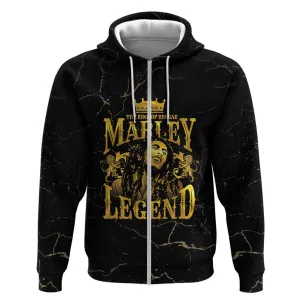 Reggae King Marley Zip Hoodie Gold Lion LT05