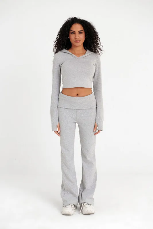 Ribbed Cropped Cotton Hoodie - Virmo