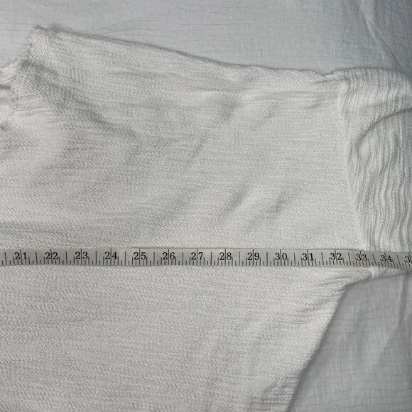 Roolee White Textured 100% Cotton Pullover Boxy Loose Fit Sweater Women's Medium