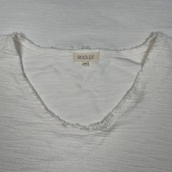 Roolee White Textured 100% Cotton Pullover Boxy Loose Fit Sweater Women's Medium