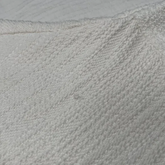 Roolee White Textured 100% Cotton Pullover Boxy Loose Fit Sweater Women's Medium