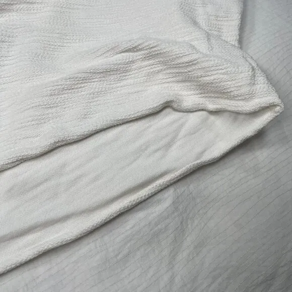 Roolee White Textured 100% Cotton Pullover Boxy Loose Fit Sweater Women's Medium
