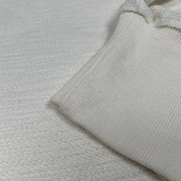 Roolee White Textured 100% Cotton Pullover Boxy Loose Fit Sweater Women's Medium