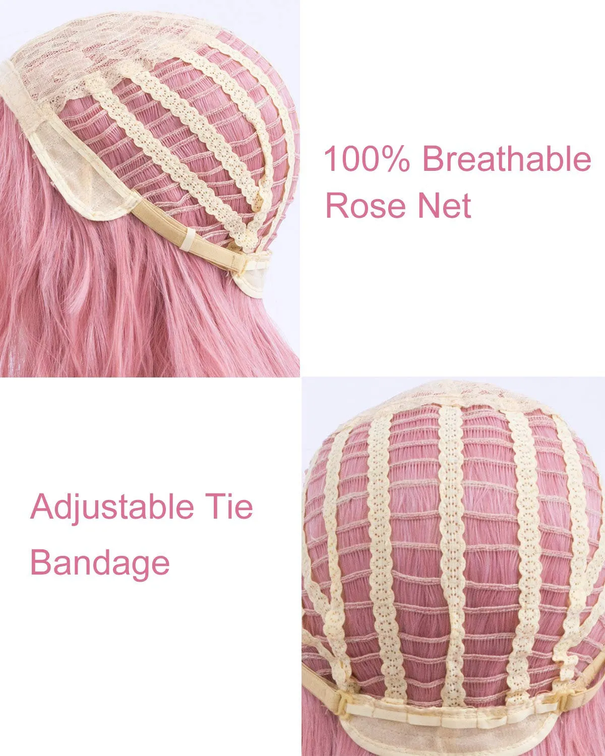Rose Pink Shoulder Length 14" Full Synthetic Top Quality Heat Resistant Fiber Human Hair Feel Wig