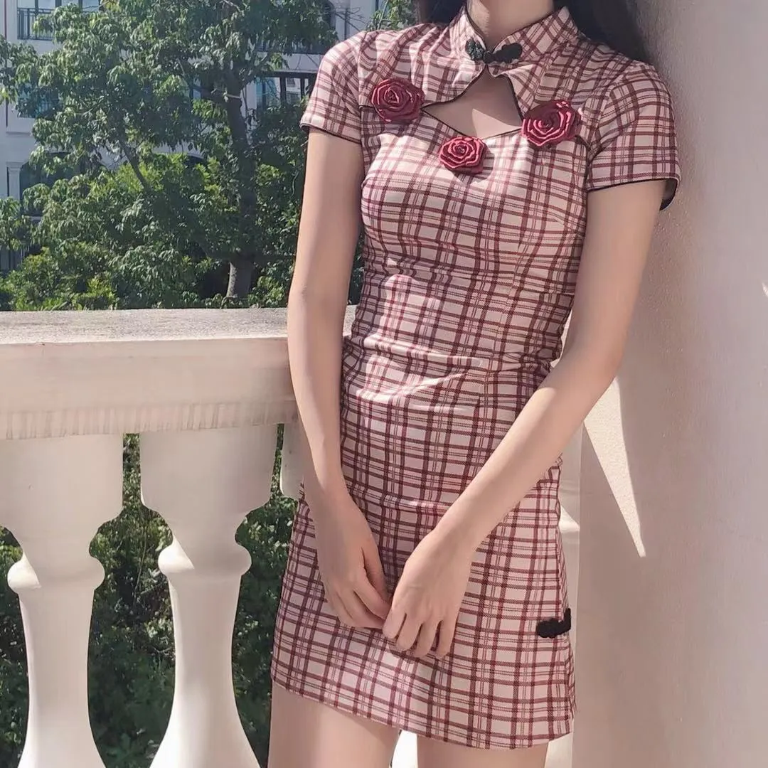Rose Plaid Dress SD00116