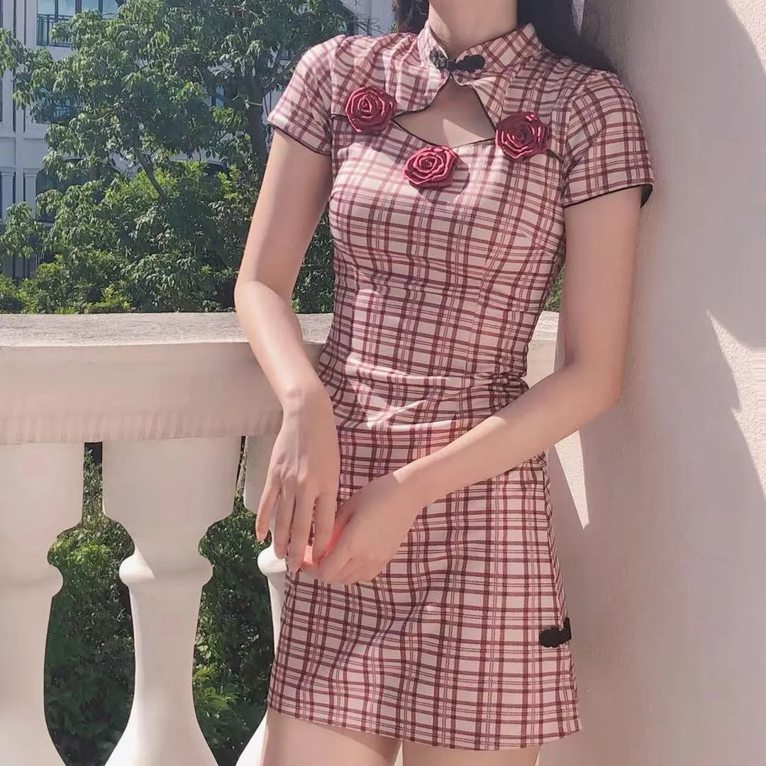 Rose Plaid Dress SD00116