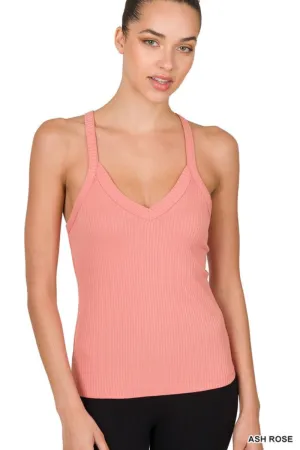 Rose Ribbed Crop Cami