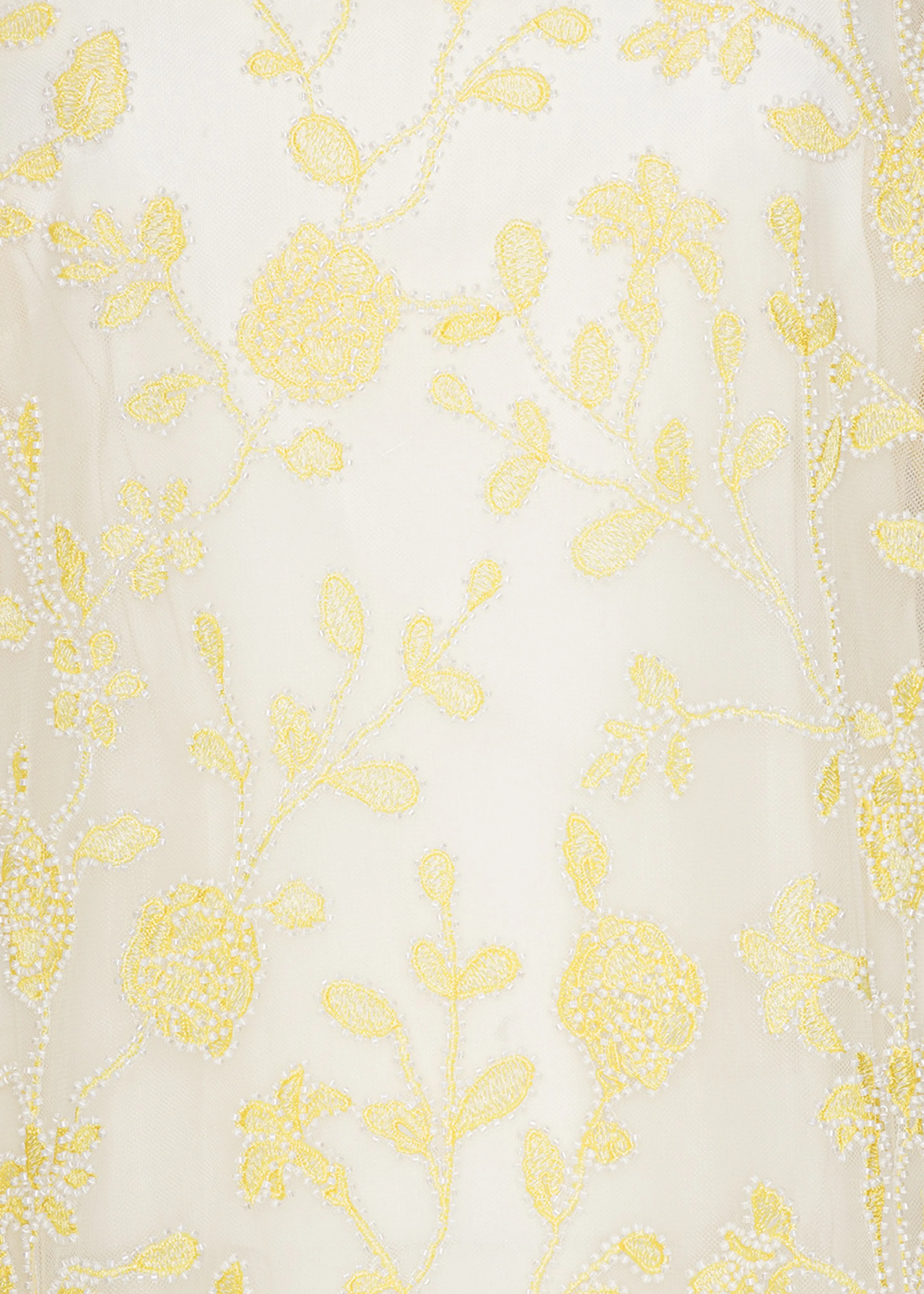 Rotate Flower Beads Boxy Dress - Egret Comb