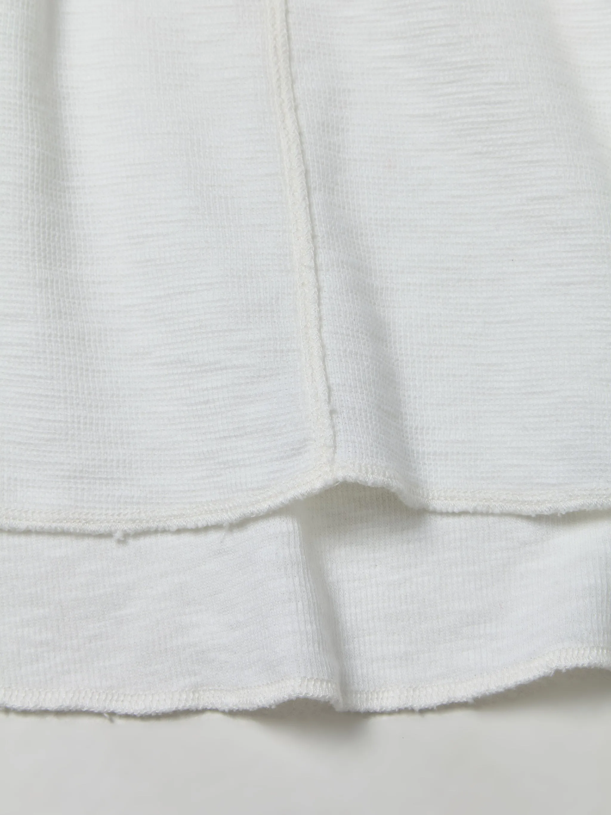 Rugby Waffle Long Sleeve T-Shirt in White