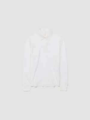 Rugby Waffle Long Sleeve T-Shirt in White