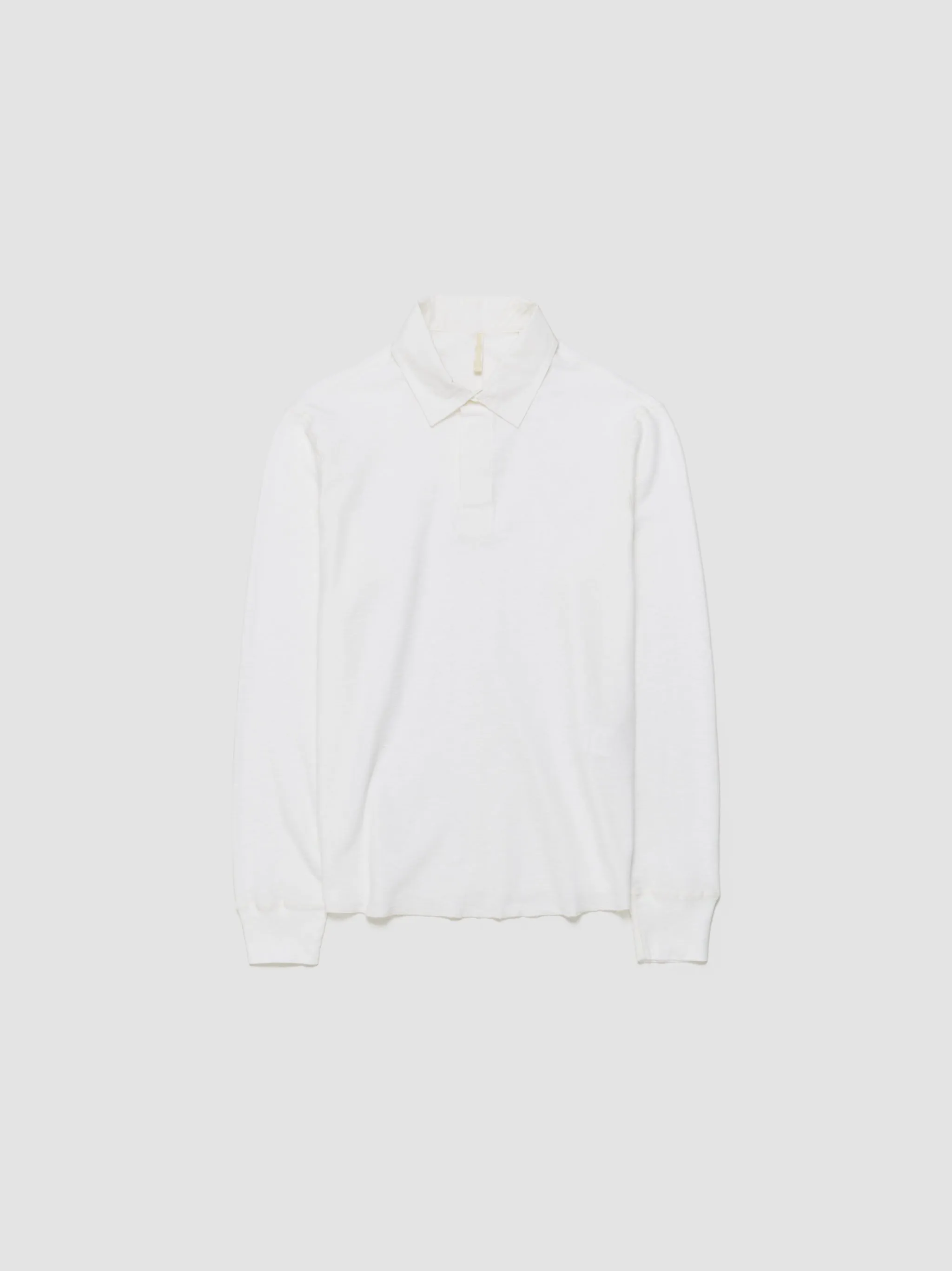 Rugby Waffle Long Sleeve T-Shirt in White